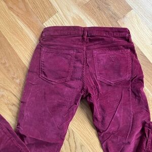 Red velvet straight leg pants